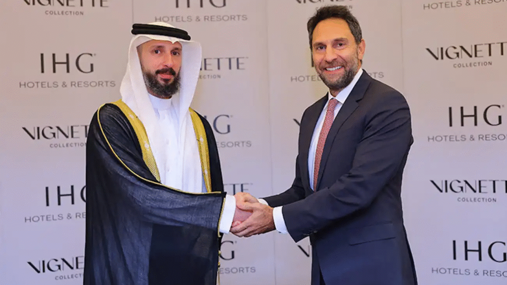 IHG Harithy Group chairman Al Sharif Mohammed Al Harith and Haitham Mattar, IHG Hotels MD for India, the Middle East and Africa, are bringing Vignette Collection to Jeddah